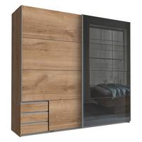 Schwebetürenschrank Valencia Eichefarben ca. 225x210x65cm - Eichefarben/Silberfarben, KONVENTIONELL, Glas/Holzwerkstoff (225/210/65cm) - Mömax
