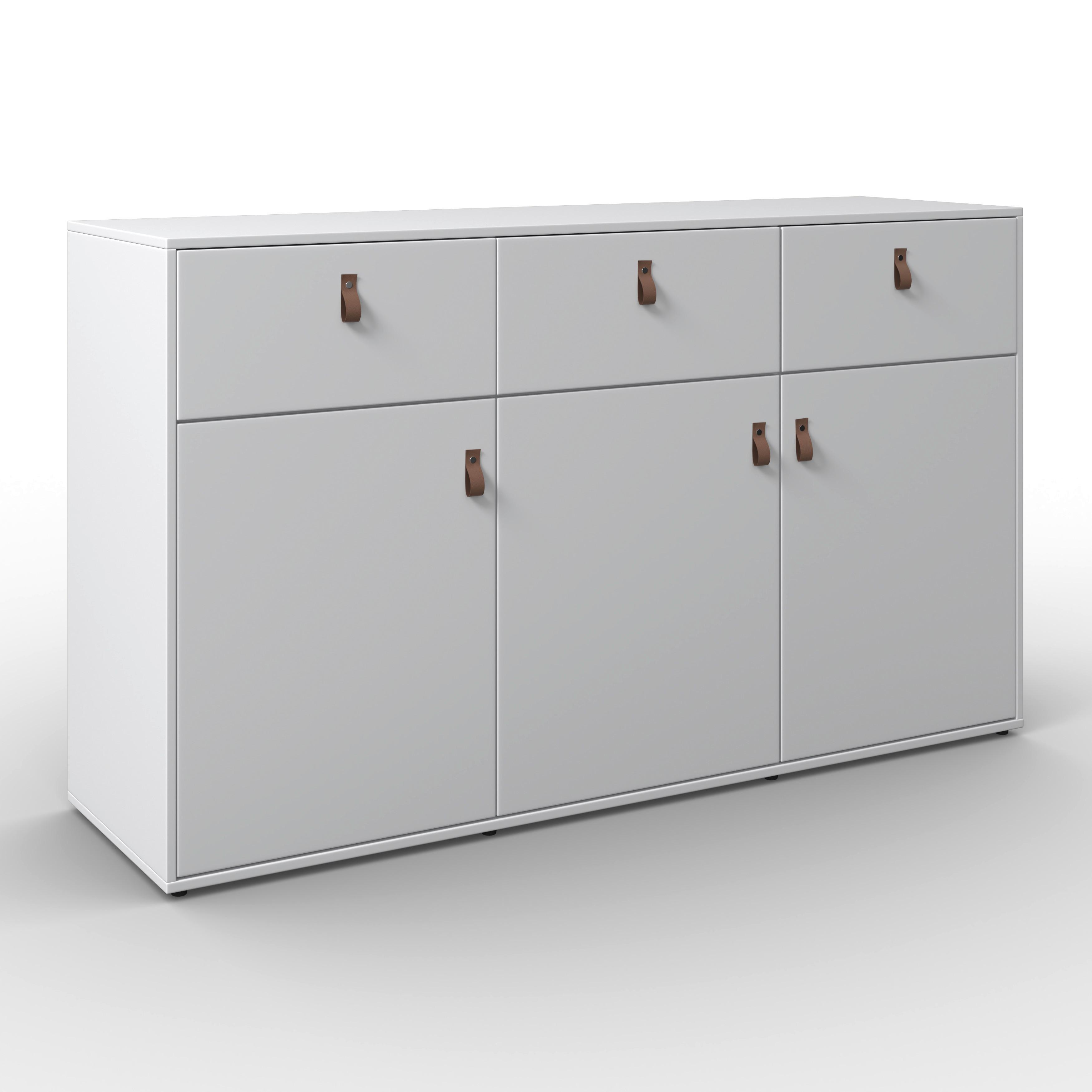Sideboard Mick Weiß MDF - Schwarz/Braun, MODERN, Kunststoff/Textil (138/80/40cm) - Bessagi Home