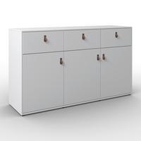 Tálalószekrény Mick - barna/fehér, Modern, textil (138/80/40cm)