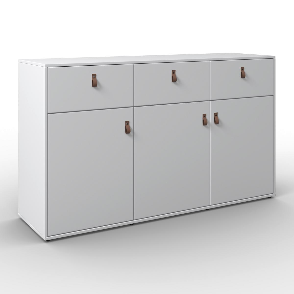 Sideboard Mick Weiß MDF - Schwarz/Braun, MODERN, Kunststoff/Textil (138/80/40cm) - Bessagi Home