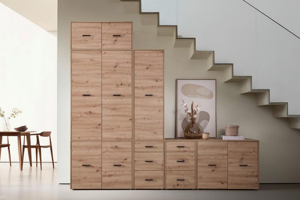 Unterbauschrank Kivo Eiche Artisan - Schwarz/Eiche Artisan, MODERN, Holzwerkstoff/Kunststoff (90/69,8/52,1cm) - Based