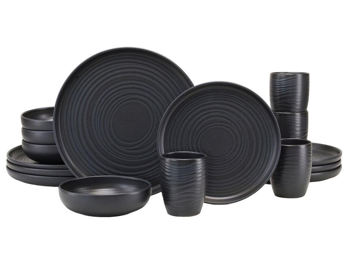Kombiservice Uno Lava Stone in Schwarz 16-teilig - Anthrazit, MODERN, Keramik - Creatable