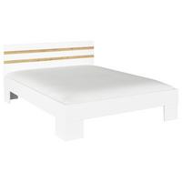 Postelja Foster, Bela, Hrast, 160x200 - bela/hrast artisan, Konvencionalno, leseni material (160/200cm)