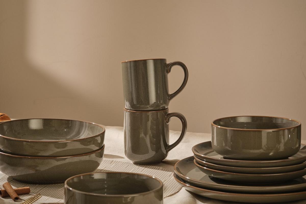 SERWIS OBIADOWO-ŚNIADANIOWY MARBELLA - brązowy, Trend, ceramika - Novel