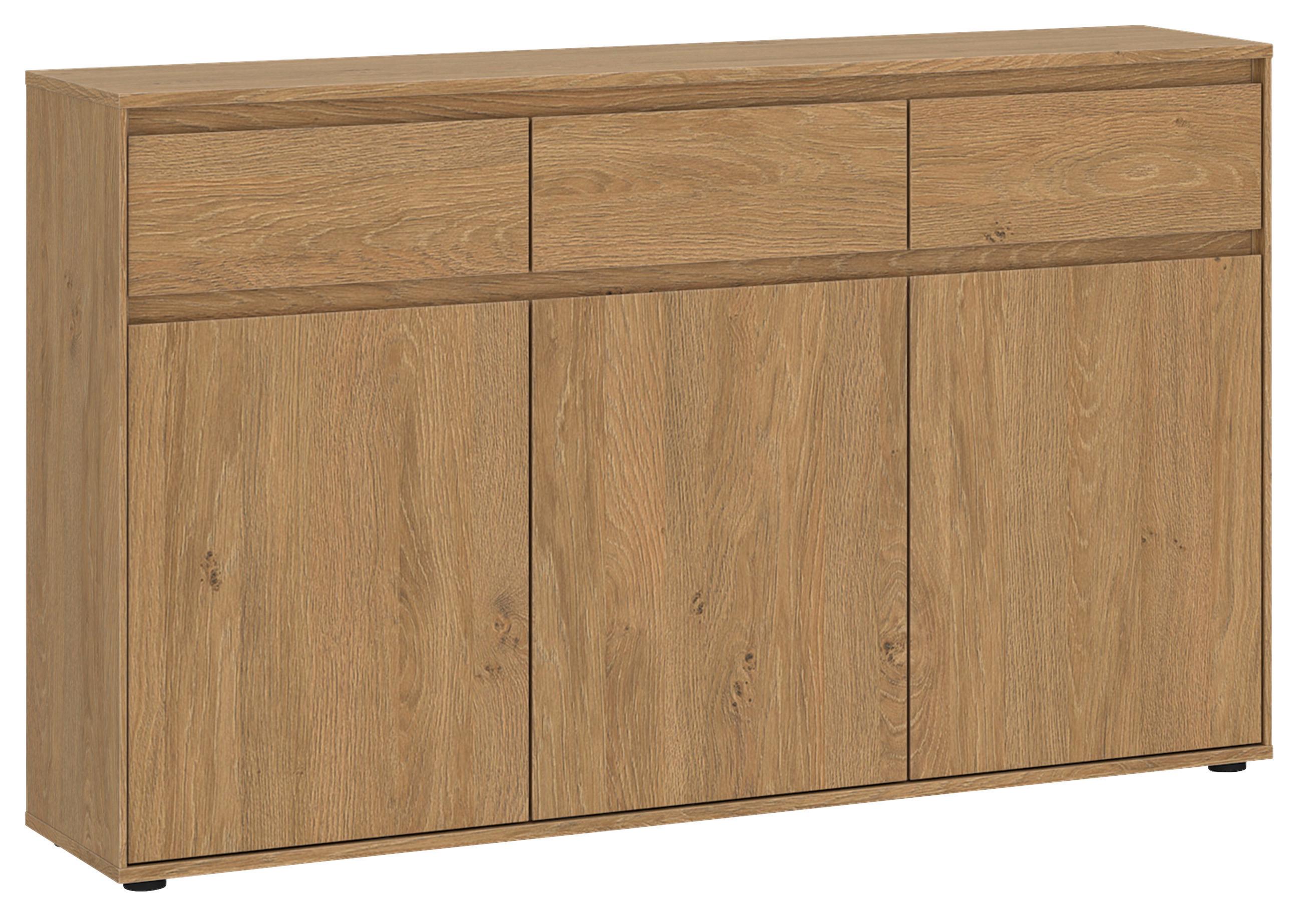 Komoda Calzado - boje hrasta/crna, Moderno, drvni materijal/plastika (137/85/35cm) - Modern Living