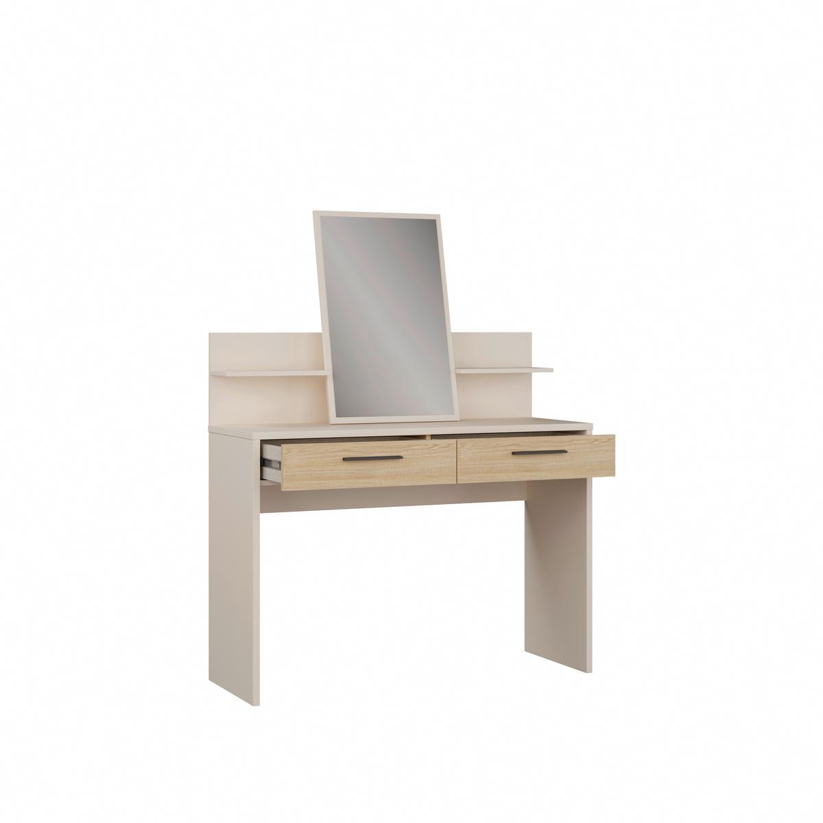 Sminkasztal Ricciano - tölgyfa színű/fekete, Modern, faalapú anyag/fém (114,5/147,1/41,3cm)