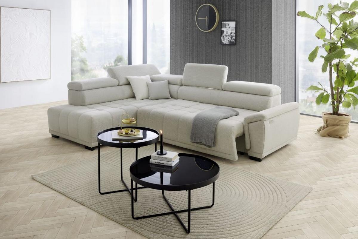 Kutna Garnitura Gremio - sivo-bijela/crna, Moderno, tekstil/plastika (206/283cm) - Modern Living