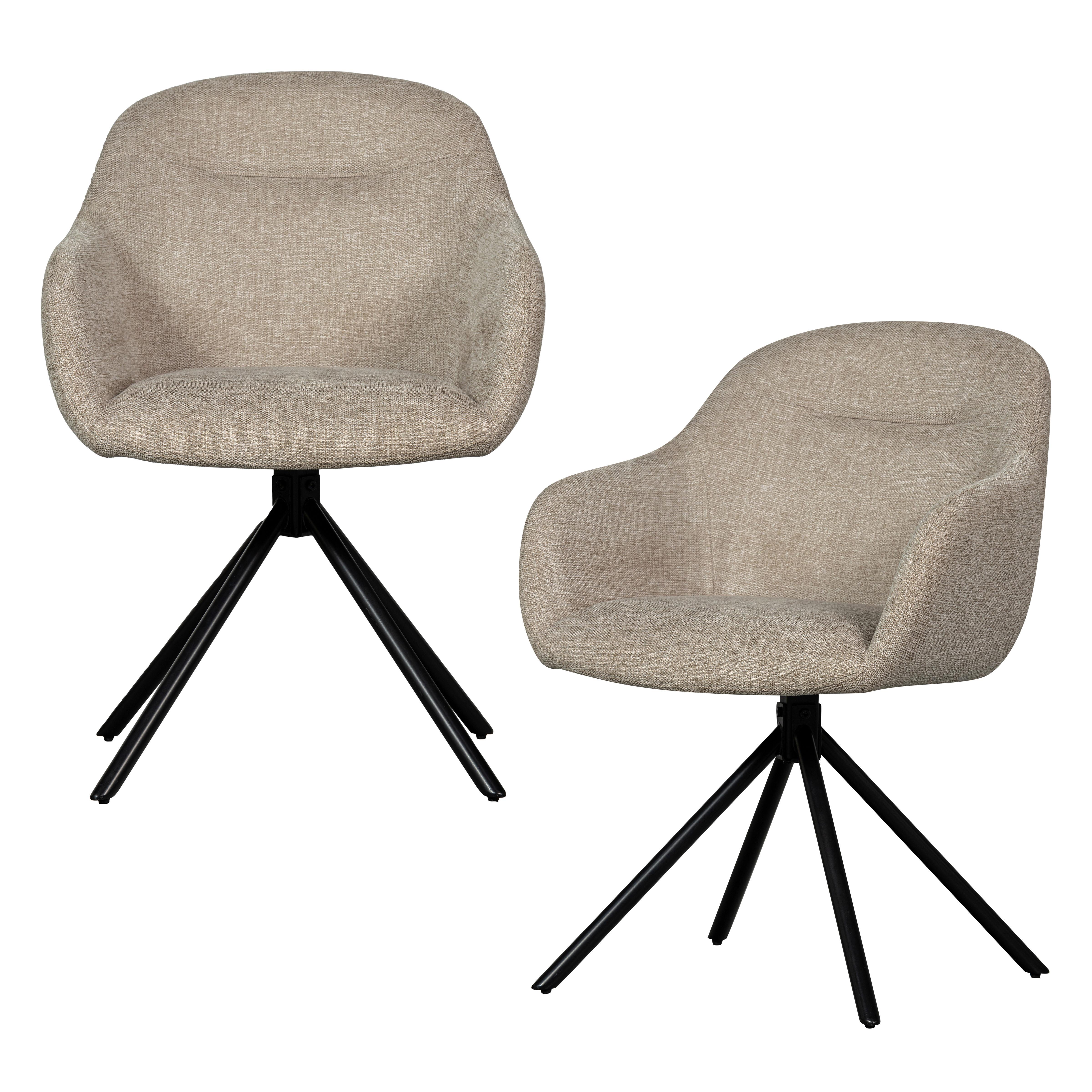 Armlehnstuhl-Set Grant-Jaki Sandfarben B: 57cm - Sandfarben/Schwarz, MODERN, Textil/Metall (57/80/61cm) - Livetastic