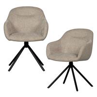 Armlehnstuhl-Set Grant-Jaki Sandfarben B: 57cm - Sandfarben/Schwarz, MODERN, Textil/Metall (57/80/61cm) - Livetastic