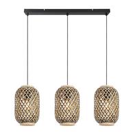 Viseča Svetilka Zuro, Jeklo, Bambus, 3 X 15 W - črna/naravne barve, Romantika, kovina/naravni materiali - Modern Living