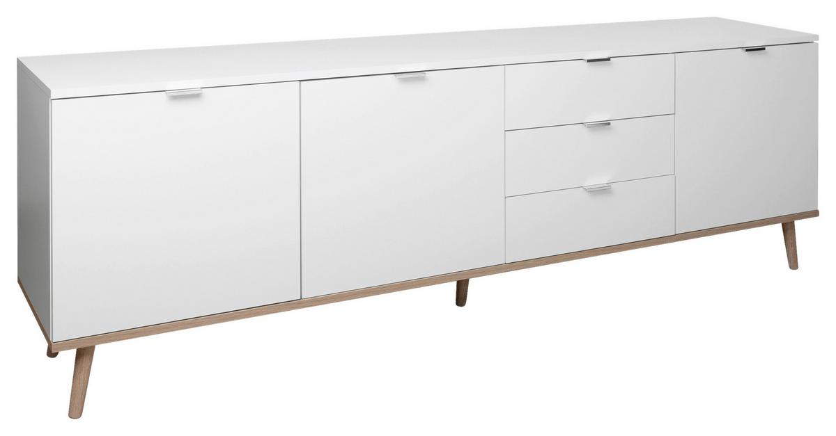 Sideboard "Göteborg 57", weiß/sonoma eiche - Silberfarben/Weiß, KONVENTIONELL, Holz/Holzwerkstoff (200/68/40cm) - MID.YOU
