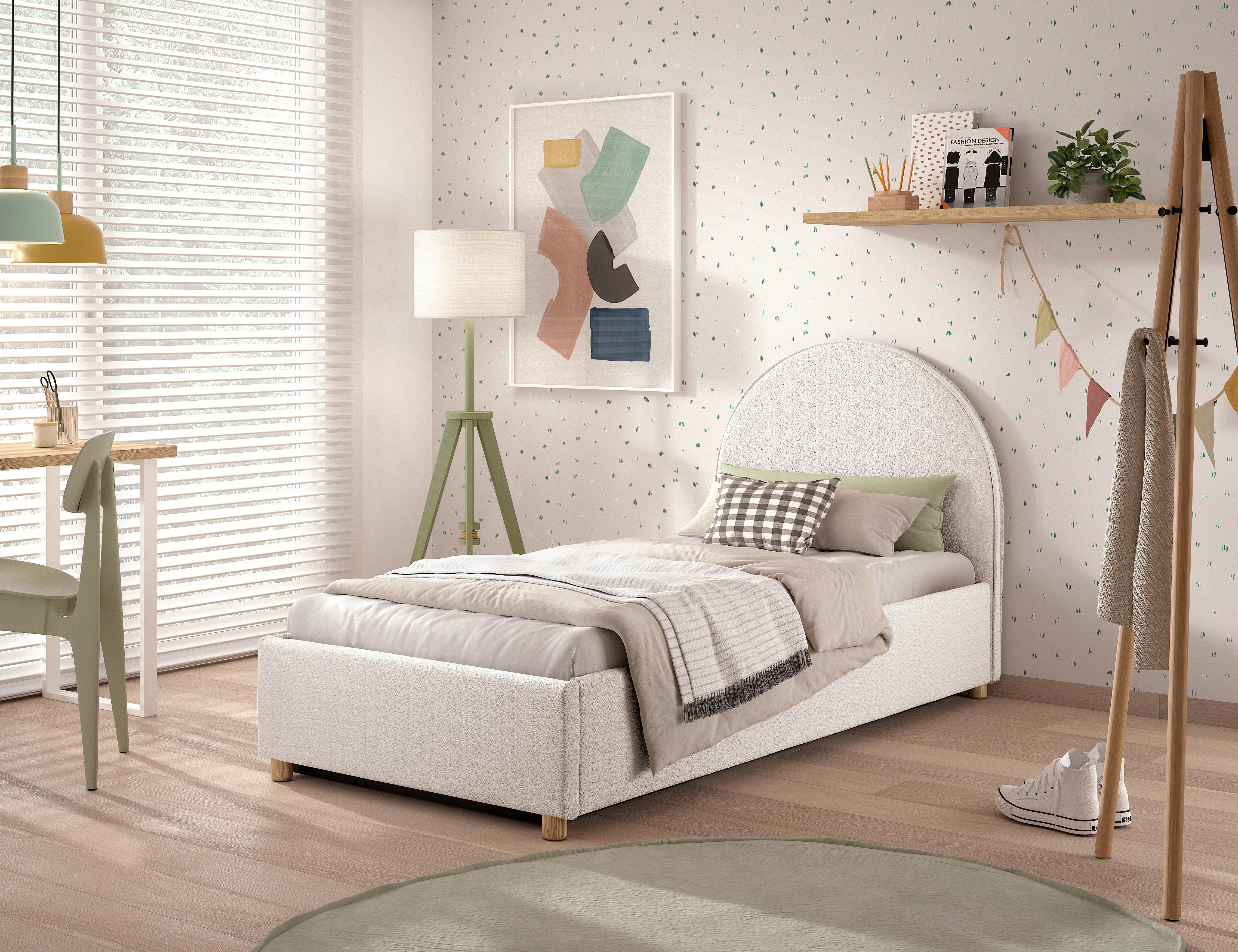 Kinder-/Juniorbett MOON Weiß ca. 90x200 cm Bouclé - Naturfarben/Weiß, ROMANTIK / LANDHAUS, Holz/Textil (90/200cm) - Vipack