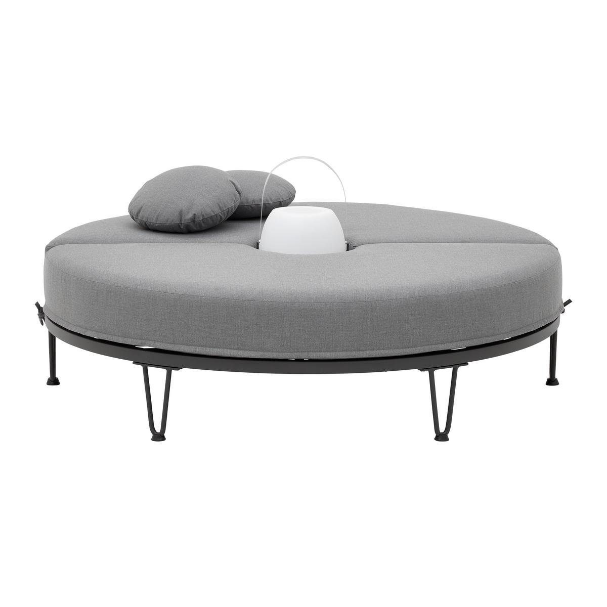 Sonneninsel "Evelina", Outdoorgewebe,inkl LED-Leuchte - Dunkelgrau, Modern, Textil/Metall (130/66cm) - Bessagi Garden