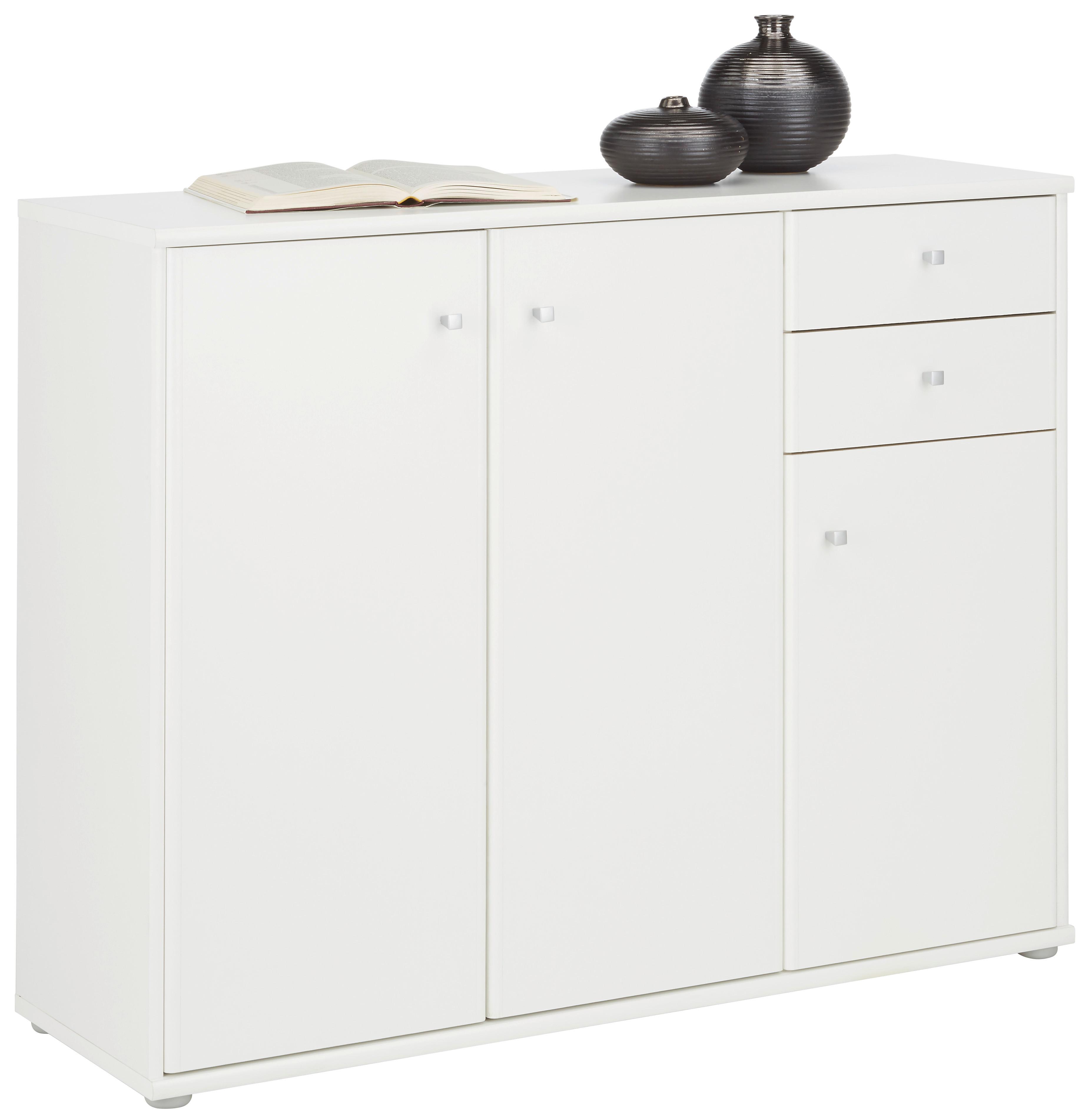 Sideboard in Weiß - Alufarben/Weiß, MODERN, Holzwerkstoff/Kunststoff (106,2/86/34cm) - Modern Living