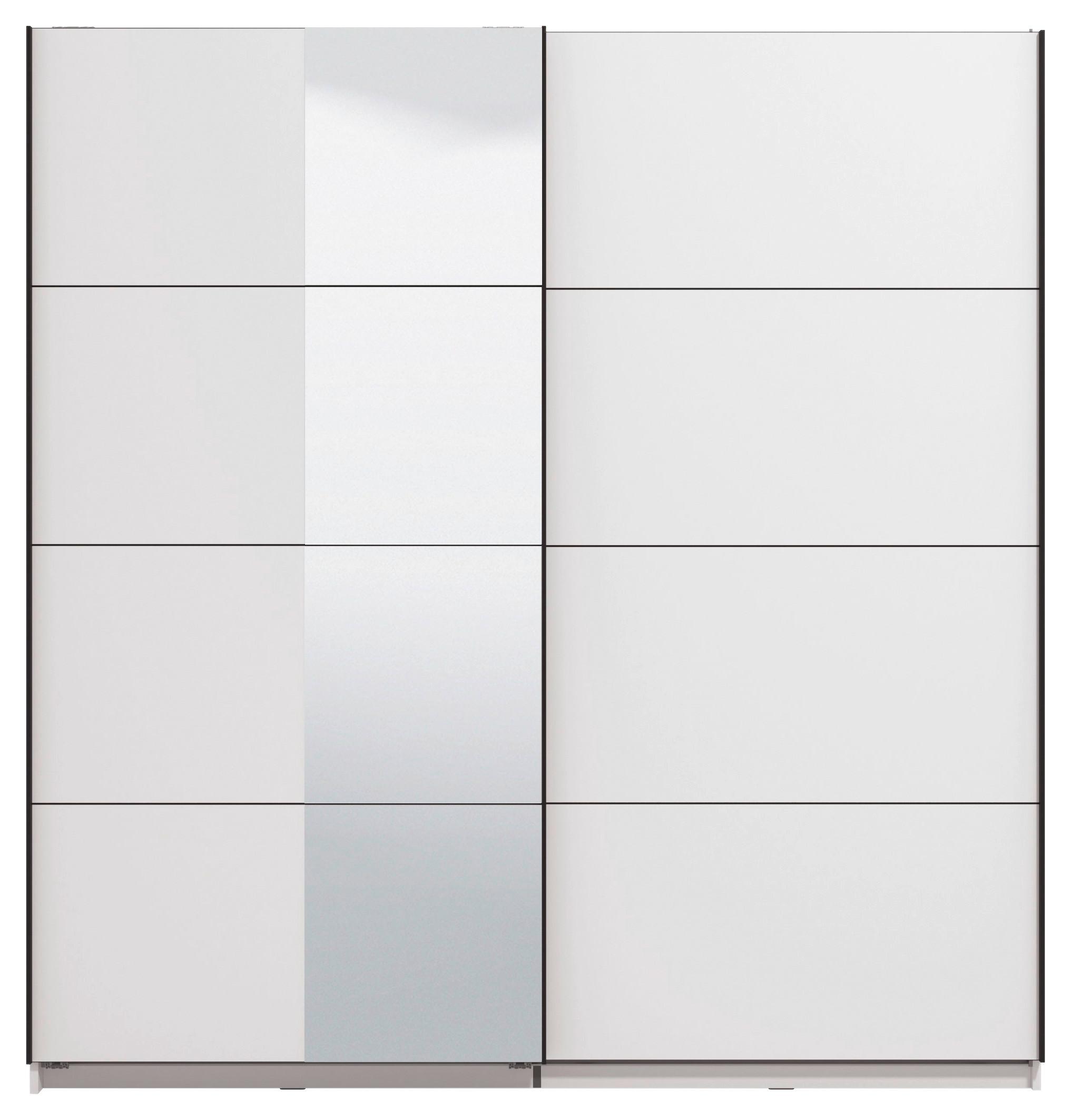 Schwebetürenschrank Gard 200 in Weiss - Weiss/Schwarz, Konventionell, Holzwerkstoff/Metall (195/217/61cm) - Mömax