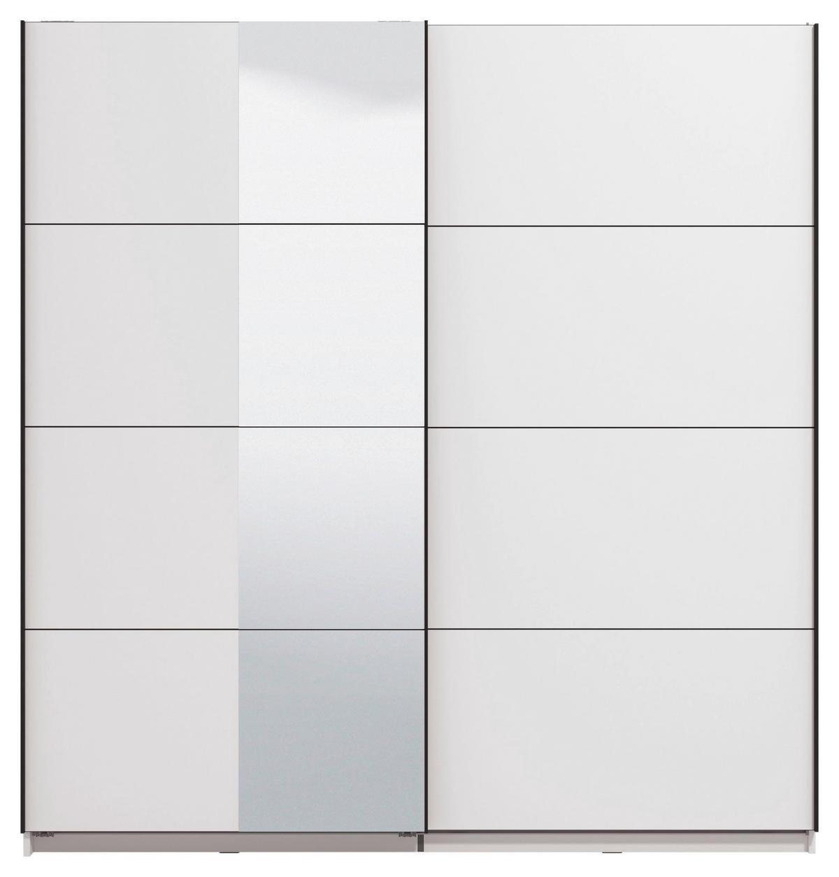 Schwebetürenschrank Gard 200 in Weiß - Schwarz/Weiß, KONVENTIONELL, Holzwerkstoff/Metall (195/217/61cm) - Mömax