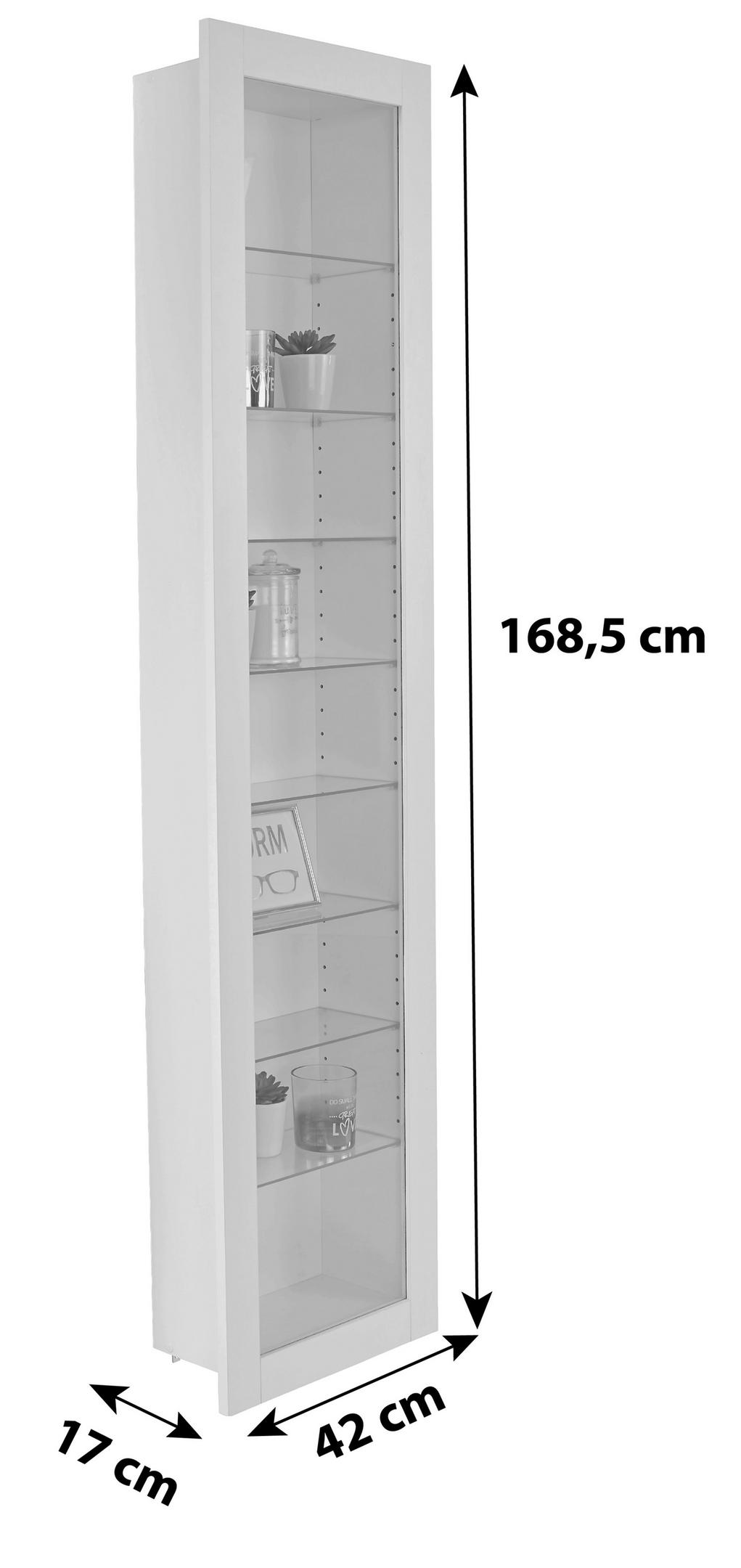 Falivitrin Fehér 8 Üvegpolccal Boni - fehér, modern, faalapú anyag/Üveg (42/168,5/17cm)
