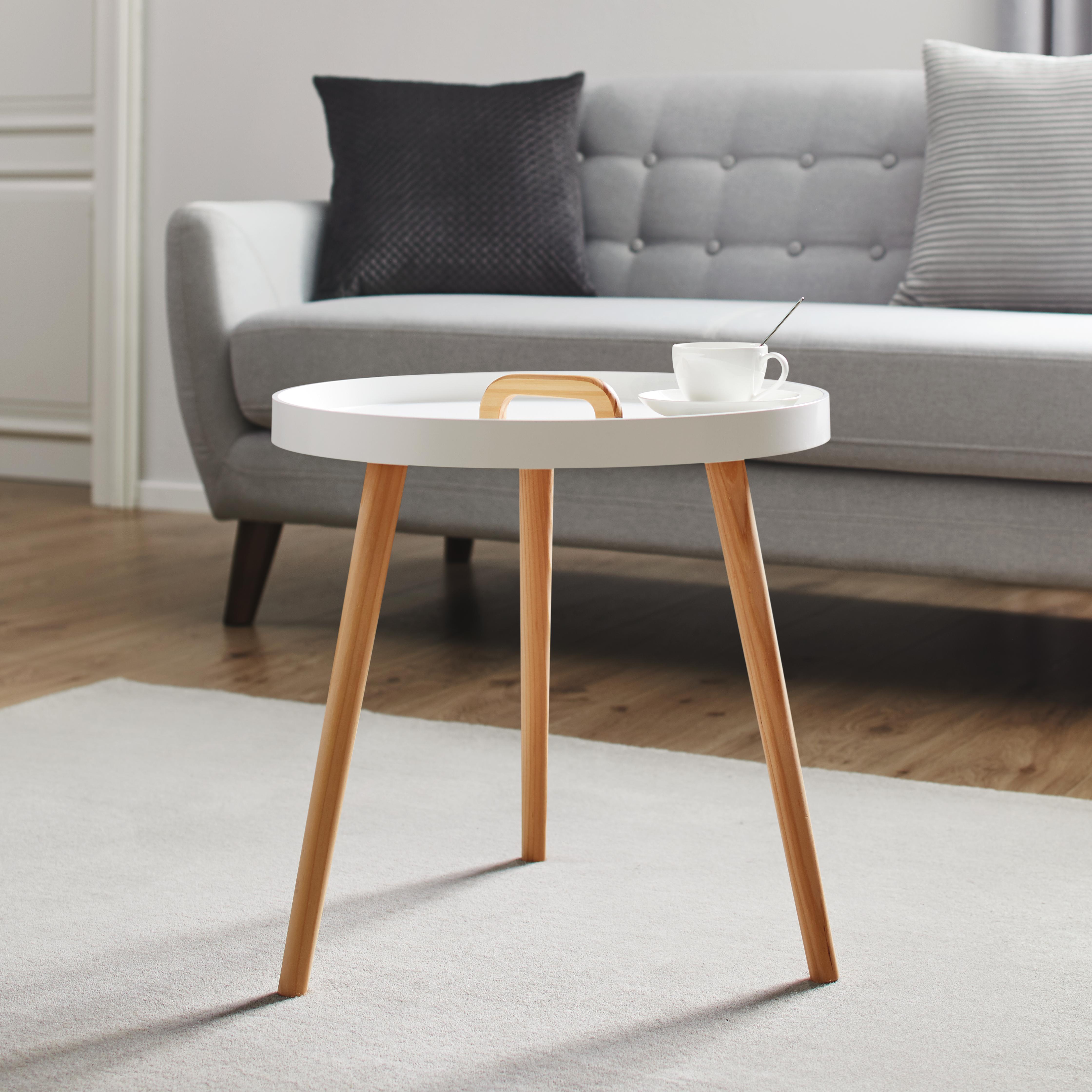 Couchtisch in Pinienfarben/ Weiß Ø ca. 49,5 cm 'Lia' - Weiß/Pinienfarben, MODERN, Holz (49,5/49,5cm) - Bessagi Home