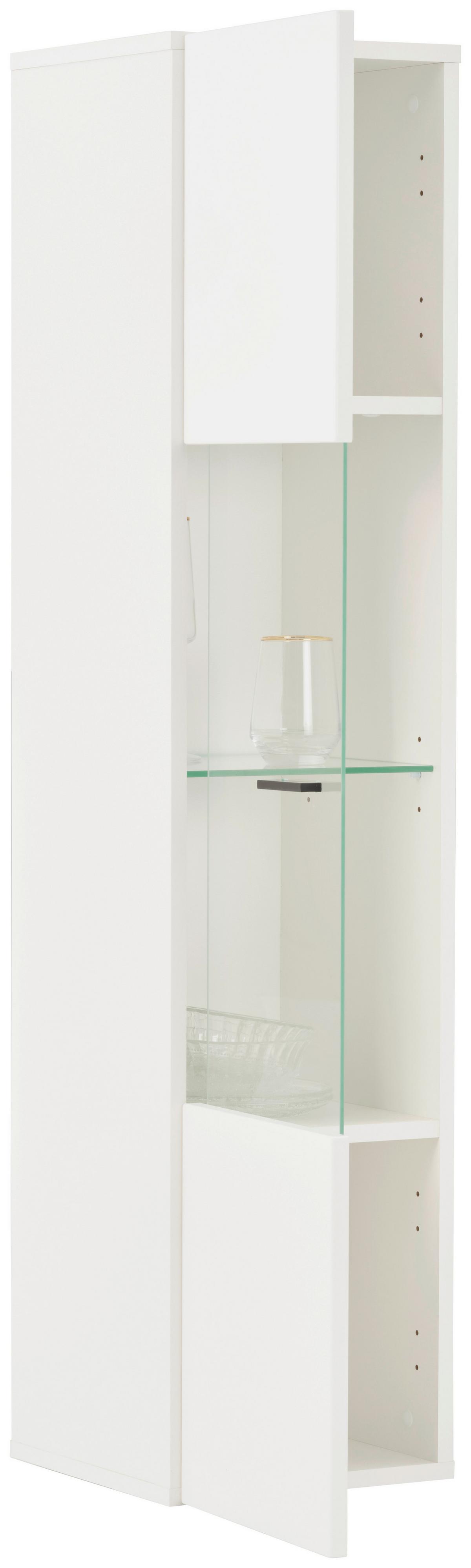 Vitrină suspendată OTIS - alb lucios intens, Modern, sticlă/material pe bază de lemn (30/130,2/34,6cm) - Modern Living