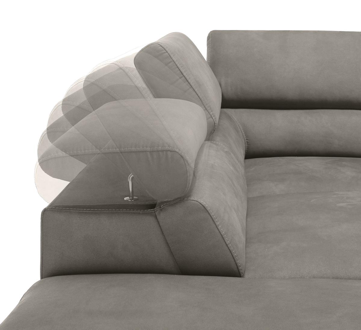 Wohnlandschaft Carmen in Silber mit Bettfunktion - Chromfarben/Silberfarben, KONVENTIONELL, Holz/Textil (226/93/292cm) - Based