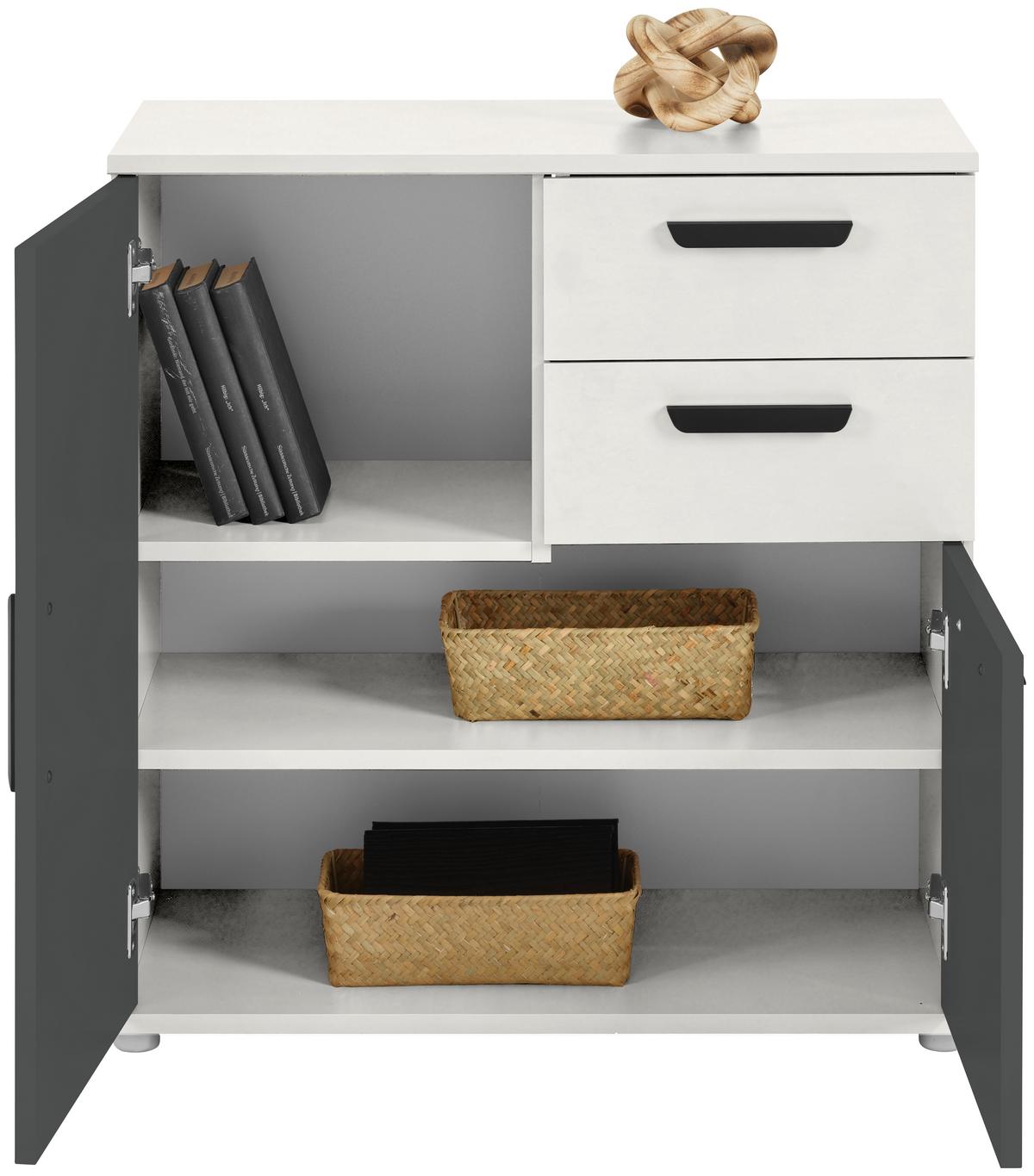 Komoda Basic - kašmir/srebrne boje, Konvencionalno, drvni materijal/plastika (71,4/75/33,2cm)