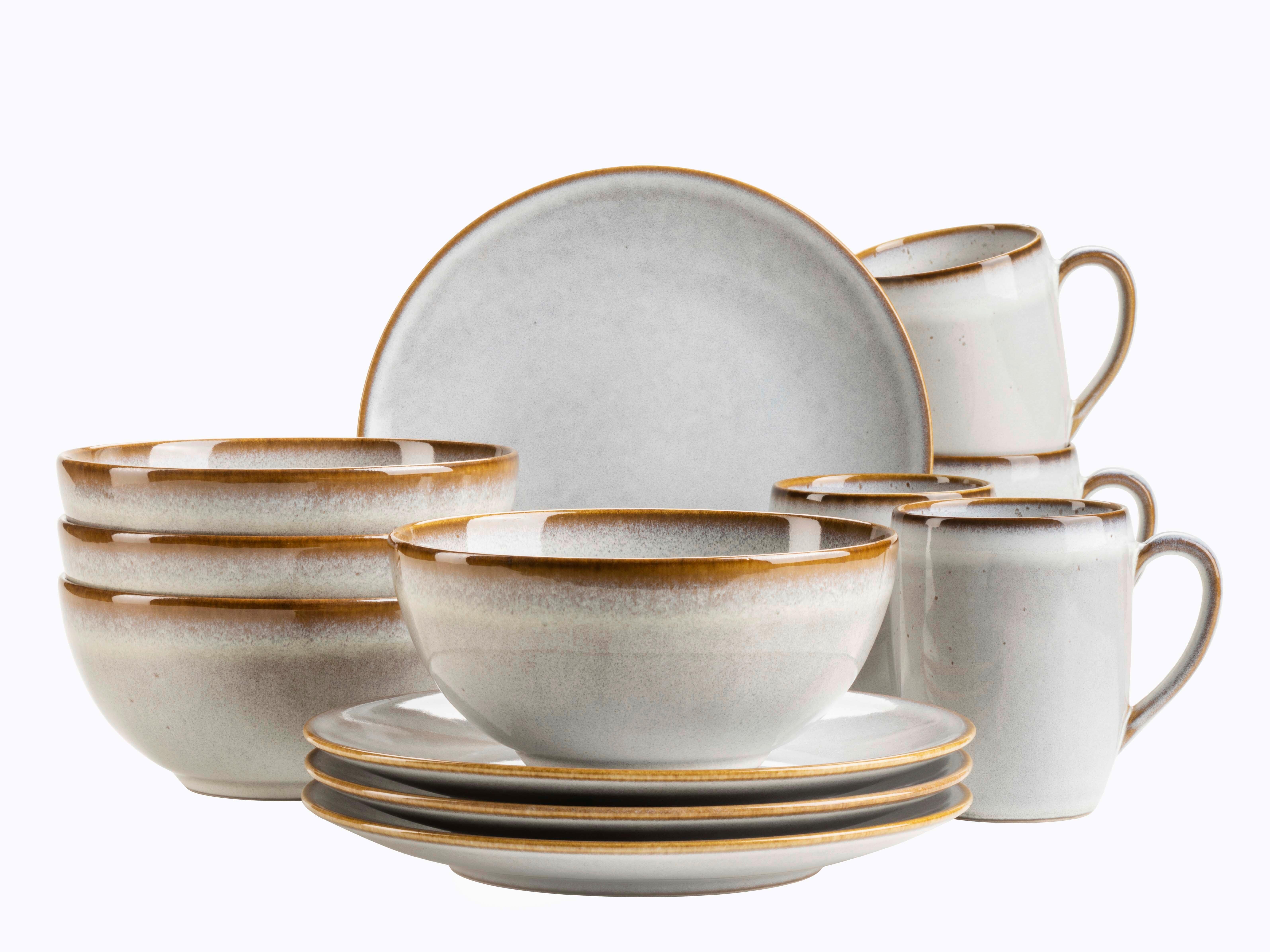 FRÜHSTÜCKSSERVICE 935600 FRÜHSTÜCKSSERVICE SMOKY - blanc, Basics, céramique - Mäser