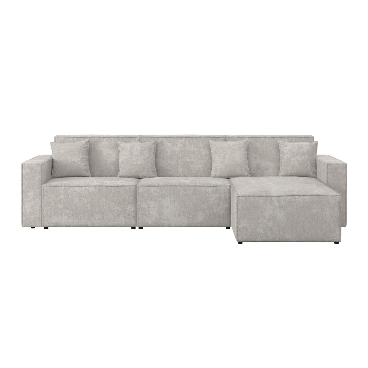 Wohnlandschaft Milo Bouclé Hellgrau - Hellgrau/Schwarz, MODERN, Holz/Holzwerkstoff (310/83/148cm) - Bessagi Home
