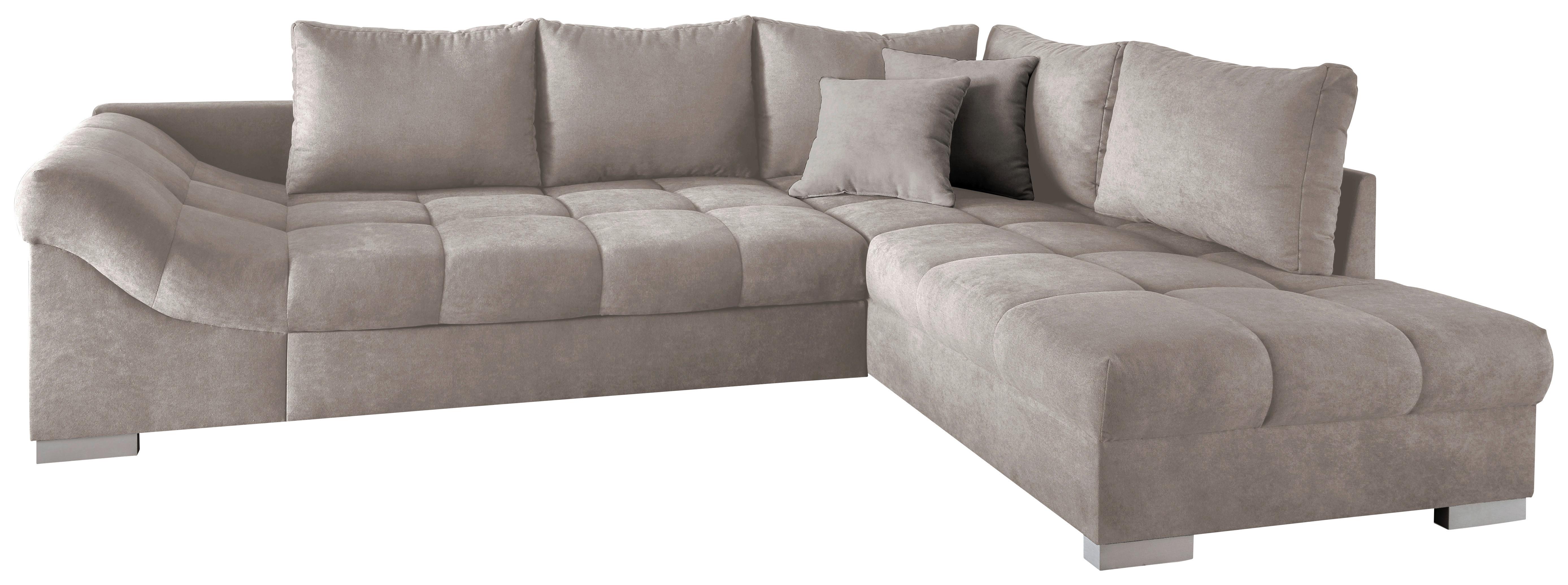 Wohnlandschaft Alvito Taupe Nylon/Mikrofaser - Taupe/Silberfarben, Design, Holz/Textil (298/202cm) - MID.YOU