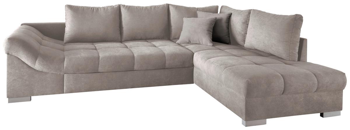 Wohnlandschaft Alvito Taupe Nylon/Mikrofaser - Taupe/Silberfarben, Design, Holz/Textil (298/202cm) - MID.YOU