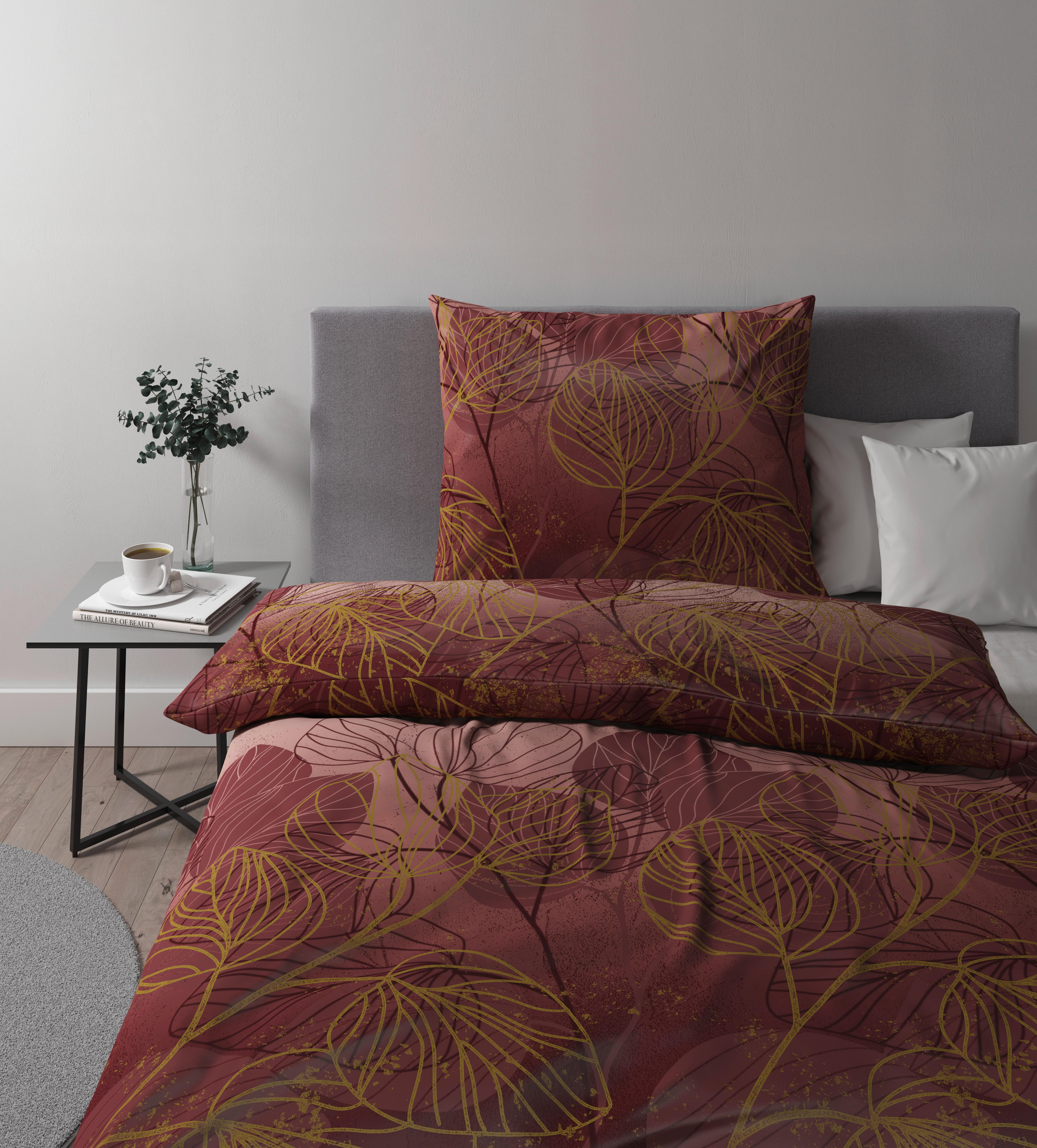 Bettwäsche Britt ca. 160x210cm - Weinrot, Konventionell, Textil (160/210cm) - Premium Living