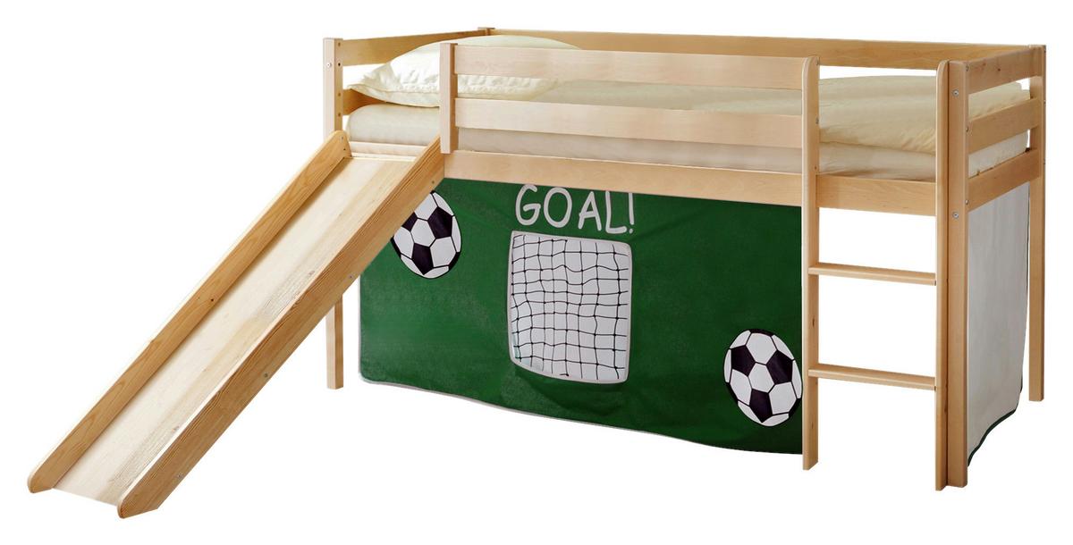 Spielbett "Manuel",aus Kiefer, kieferfarben/dunkelgrün - Dunkelgrün/Kieferfarben, Natur, Holz (90/200cm) - MID.YOU