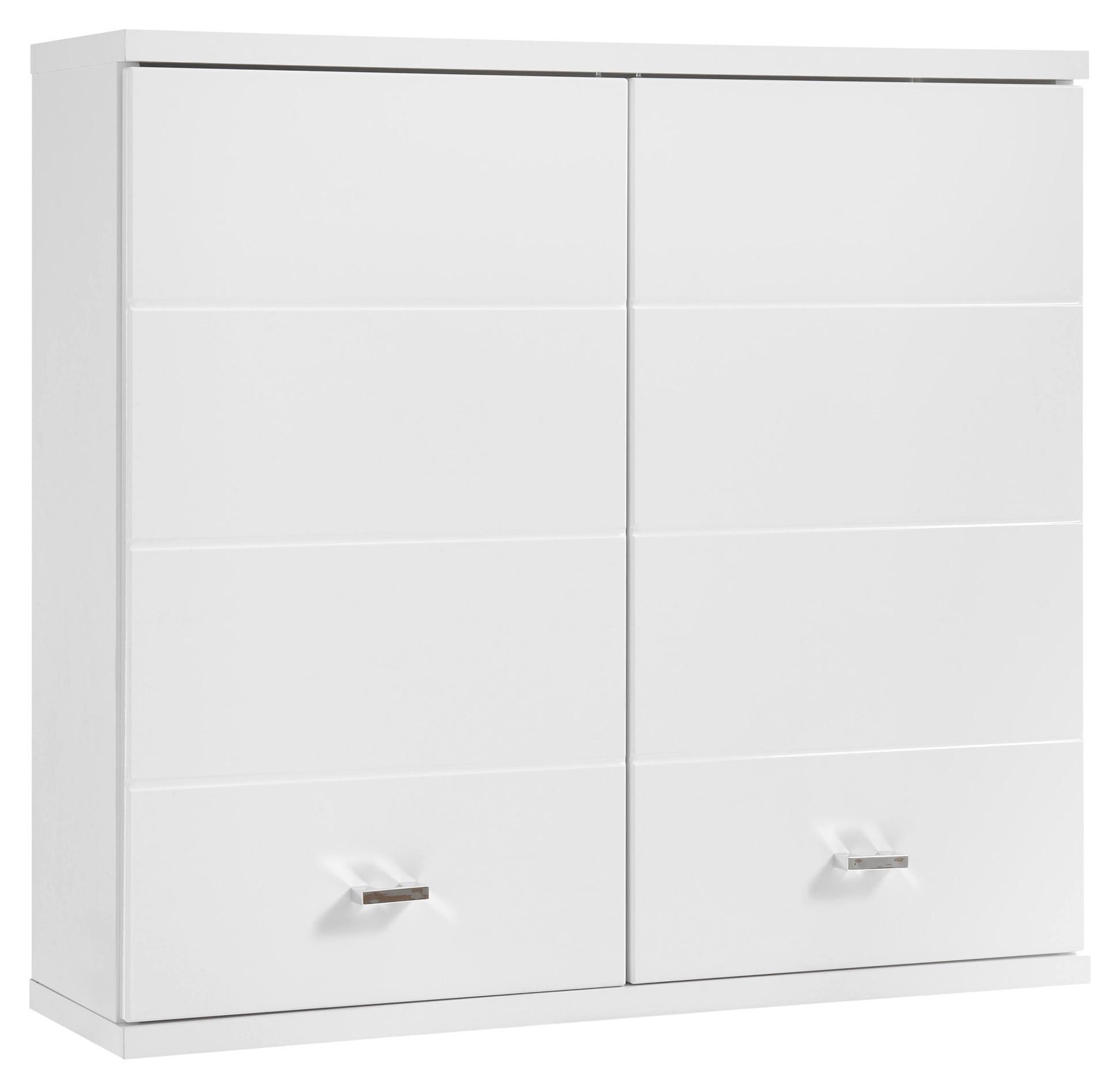 SZAFKA WISZĄCA POOL - biały wysoki połysk/kolor srebrny, Basics, materiał drewnopochodny/tworzywo sztuczne (76/71/23cm) - Livetastic