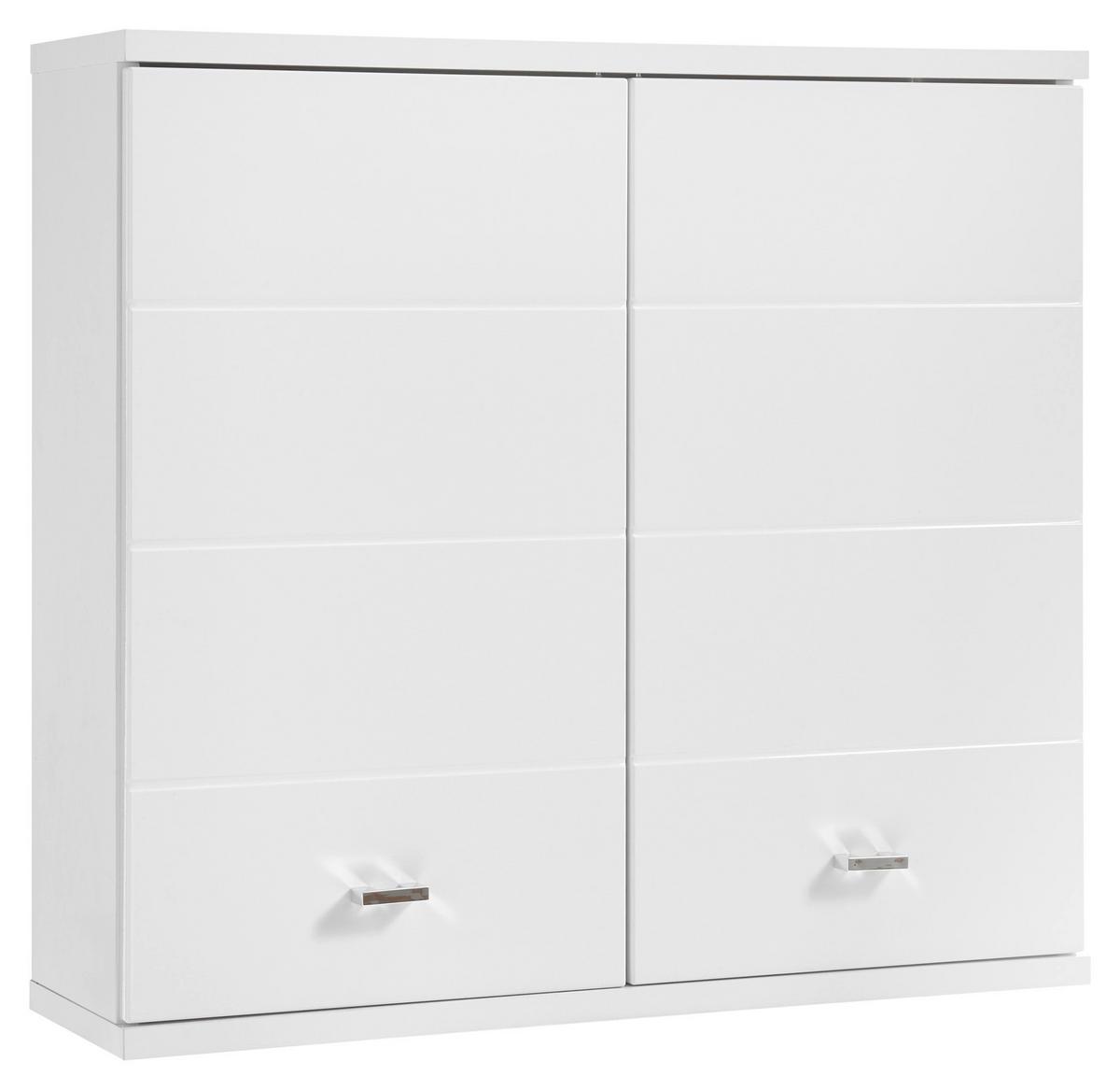 SZAFKA WISZĄCA POOL - biały wysoki połysk/kolor srebrny, Basics, materiał drewnopochodny/tworzywo sztuczne (76/71/23cm) - Livetastic