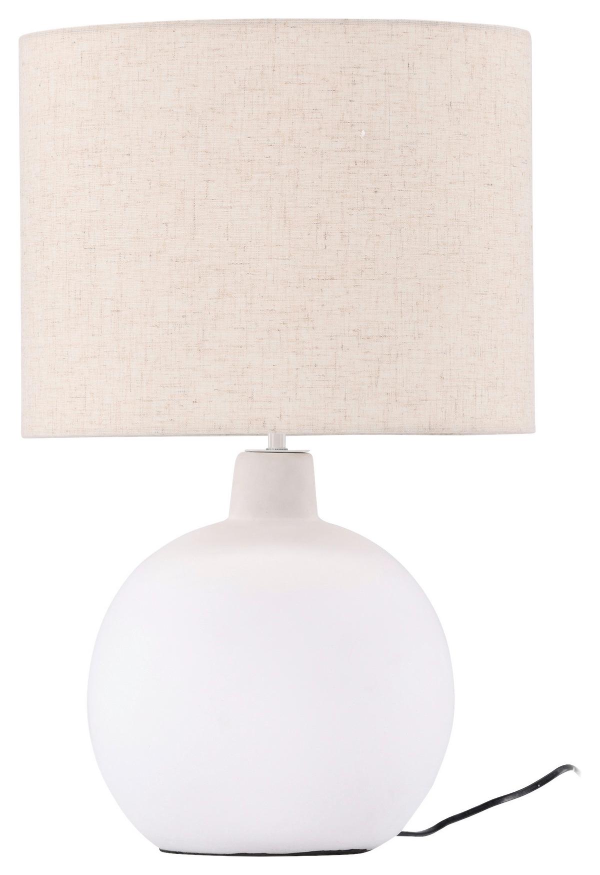 TISCHLEUCHTE TORCELLO - Beige/Weiß, Basics, Stein/Textil (32/32/51cm) - P & B