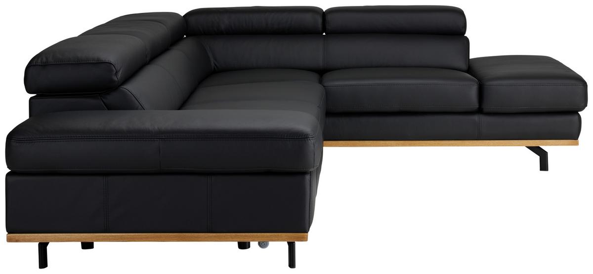 Wohnlandschaft Carmen rechts Schwarz - Anthrazit/Beige, MODERN, Leder/Holz (292/72/226cm) - Premium Living