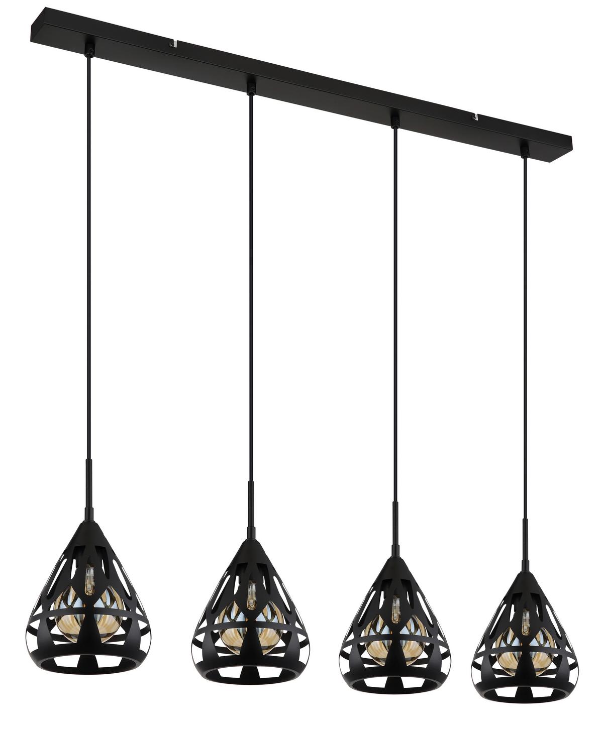Hängeleuchte Hassan Schwarz max. 40 Watt - Schwarz, Basics, Kunststoff/Metall (92/17/120cm) - Globo