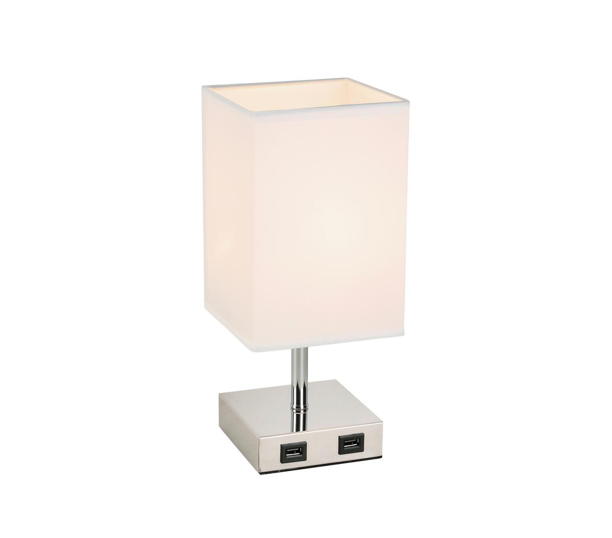 Tischleuchte Zibol max. 25 Watt - Weiss/Nickelfarben, Romantik / Landhaus, Textil/Metall (13/13/30cm) - Modern Living