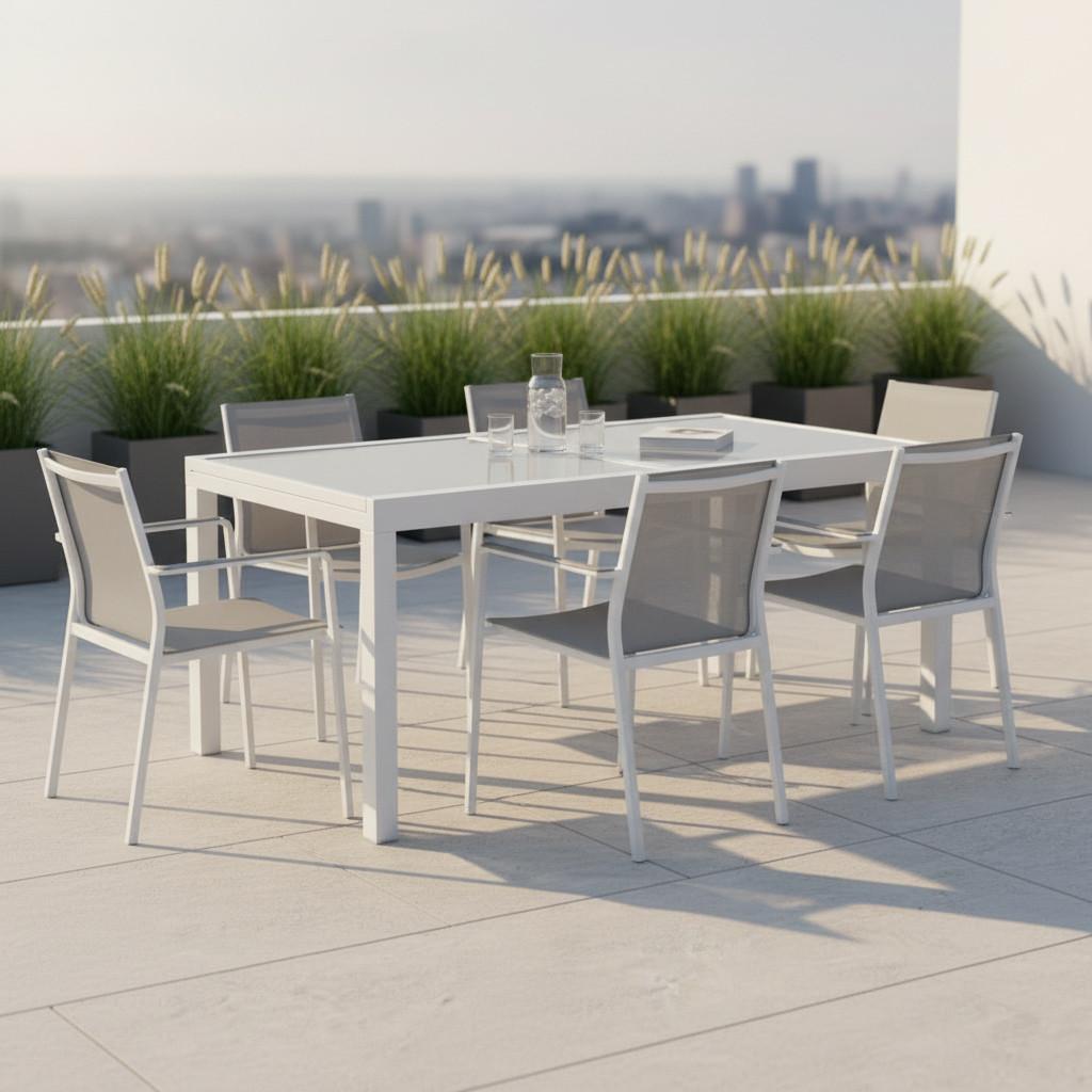 Raztegljiva Vrtna Miza Ambia, Steklo, Aluminij, 140-200x90 - srebrne barve, Konvencionalno, kovina/steklo (140-200/90/75cm) - Gardenson