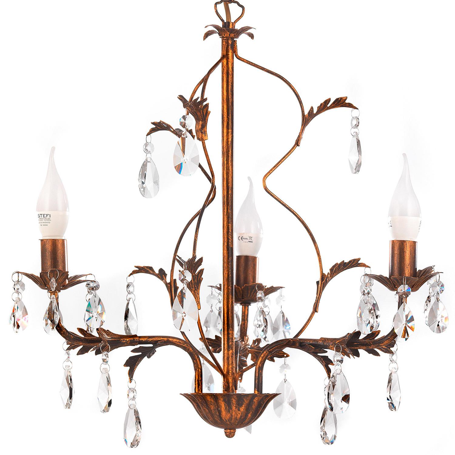 Kristall-Hängeleuchte Teresa Bronzefarben max. 6 Watt - Bronzefarben, KONVENTIONELL, Glas/Metall (40/100cm)