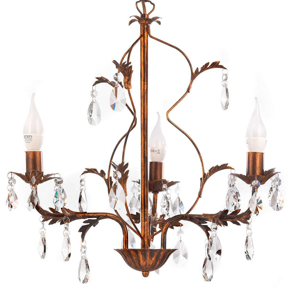 Kristall-Hängeleuchte Teresa Bronzefarben max. 6 Watt - Bronzefarben, KONVENTIONELL, Glas/Metall (40/100cm)