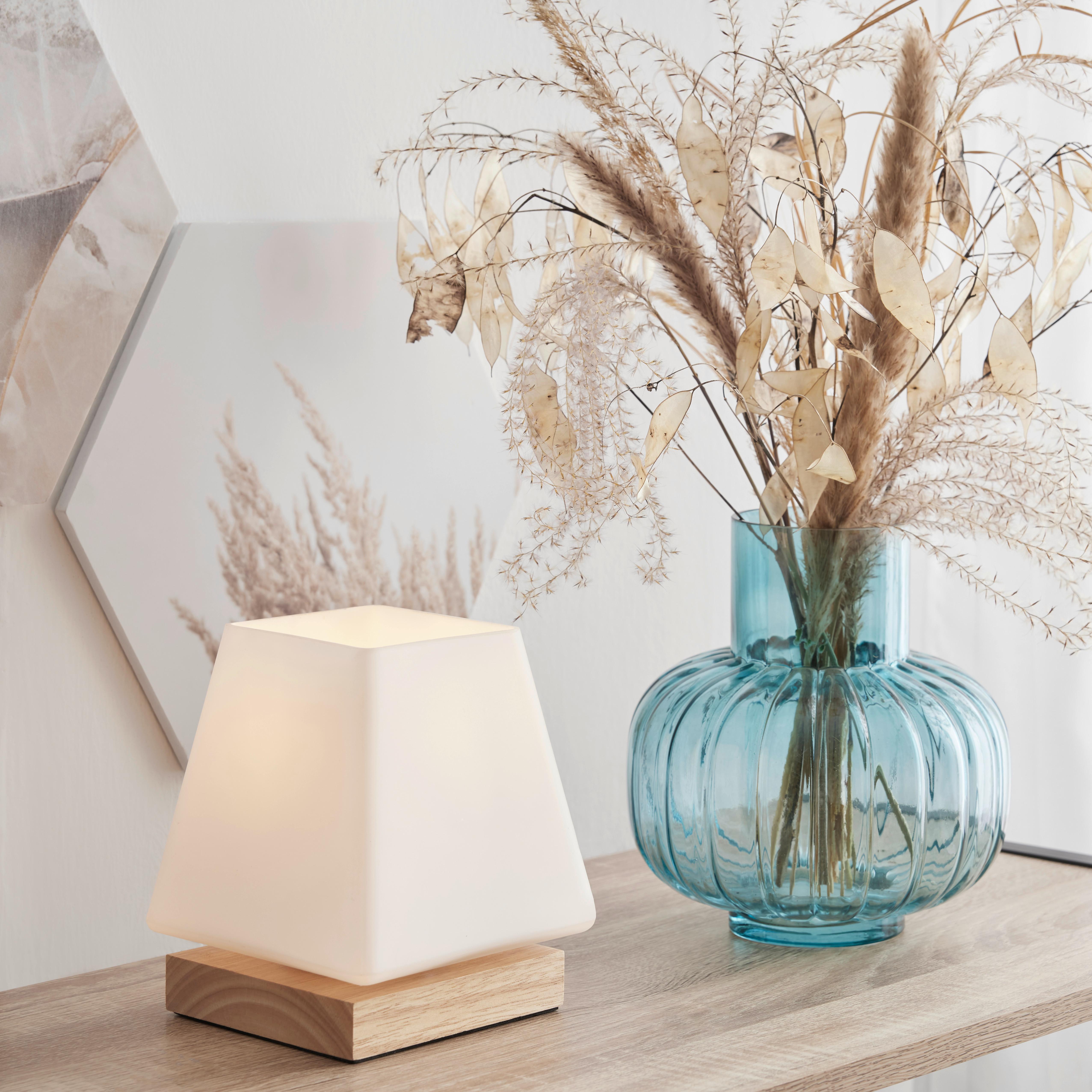 BORDSLAMPA HOLLY - naturfärgad, Modern, trä/glas (14/17,3cm) - Mömax