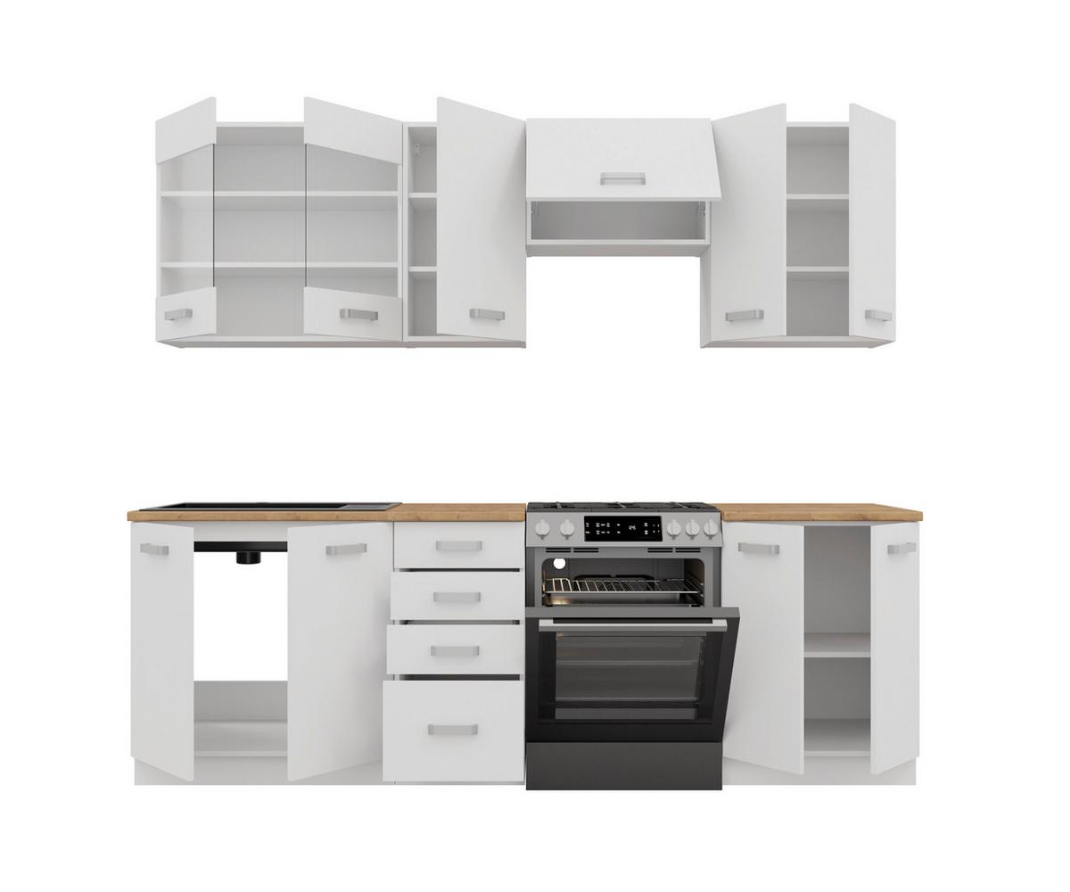 Blok Kuhinja Eko - boja hrasta/bela, Moderno, staklo/pločasti materijal (260/218/60cm) - Modern Living