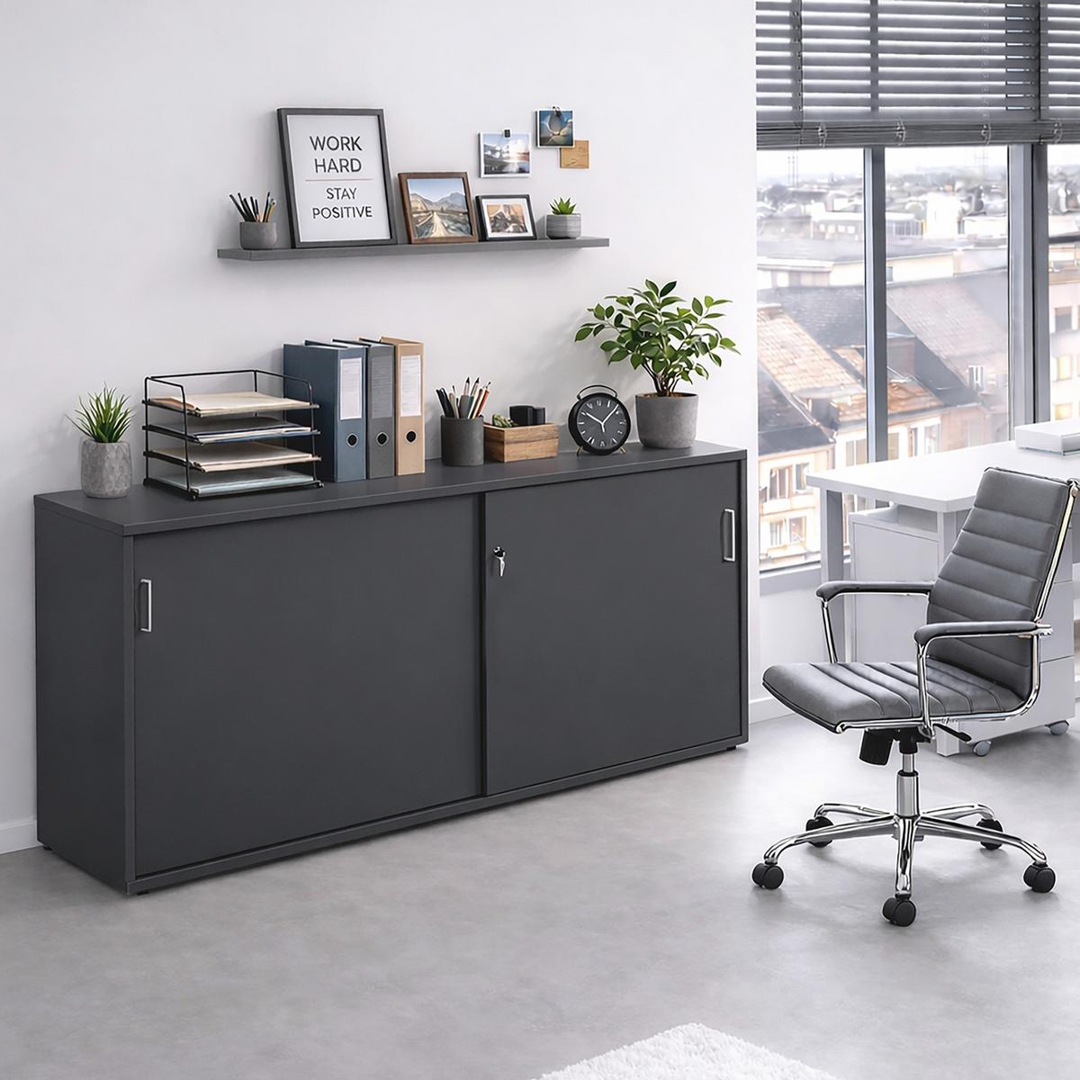 Aktenschrank "Serie 1500" , anthrazit - Anthrazit, KONVENTIONELL, Holzwerkstoff (160/84,2/41cm) - MID.YOU