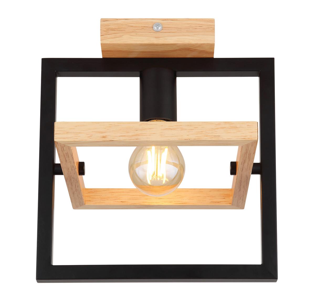 Deckenleuchte Erica in Schwarz/Dunkelbraun max. 40W - Dunkelbraun/Schwarz, Natur, Holz/Metall (25/19,8/28cm) - Globo