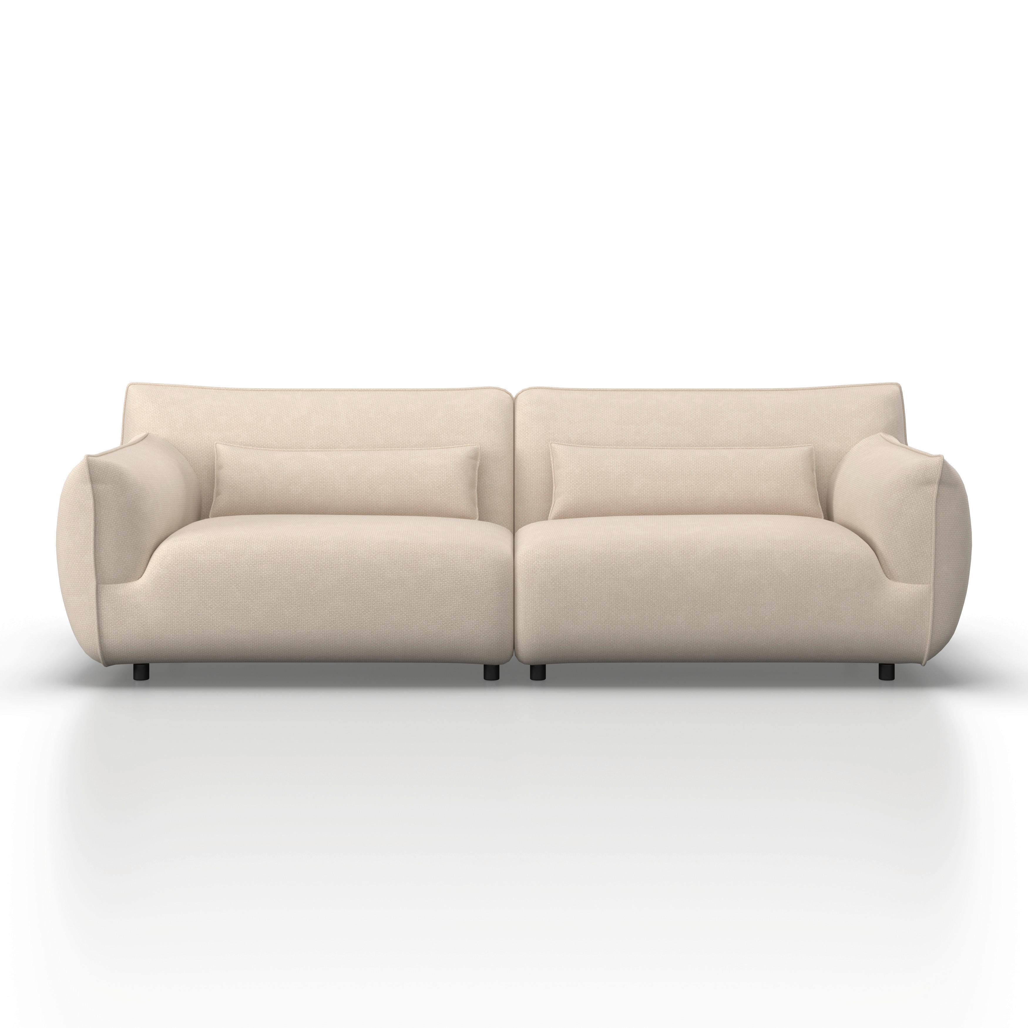 Sofa Clara Beige Webstoff - Creme/Schwarz, MODERN, Holz/Textil (284/86/111cm) - Bessagi Home