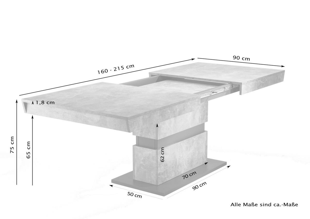 Esstisch ausziehbar Matthew 160215x90cm Eiche Dekor/Grau online kaufen