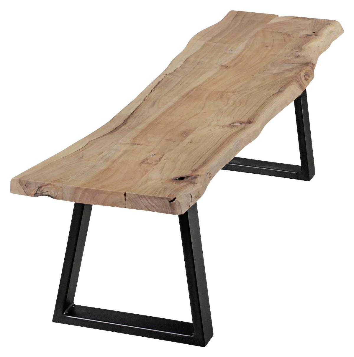 Sitzbank "Gaya", aus Akazie - Schwarz/Akaziefarben, Design, Holz/Metall (160/45/40cm) - MID.YOU