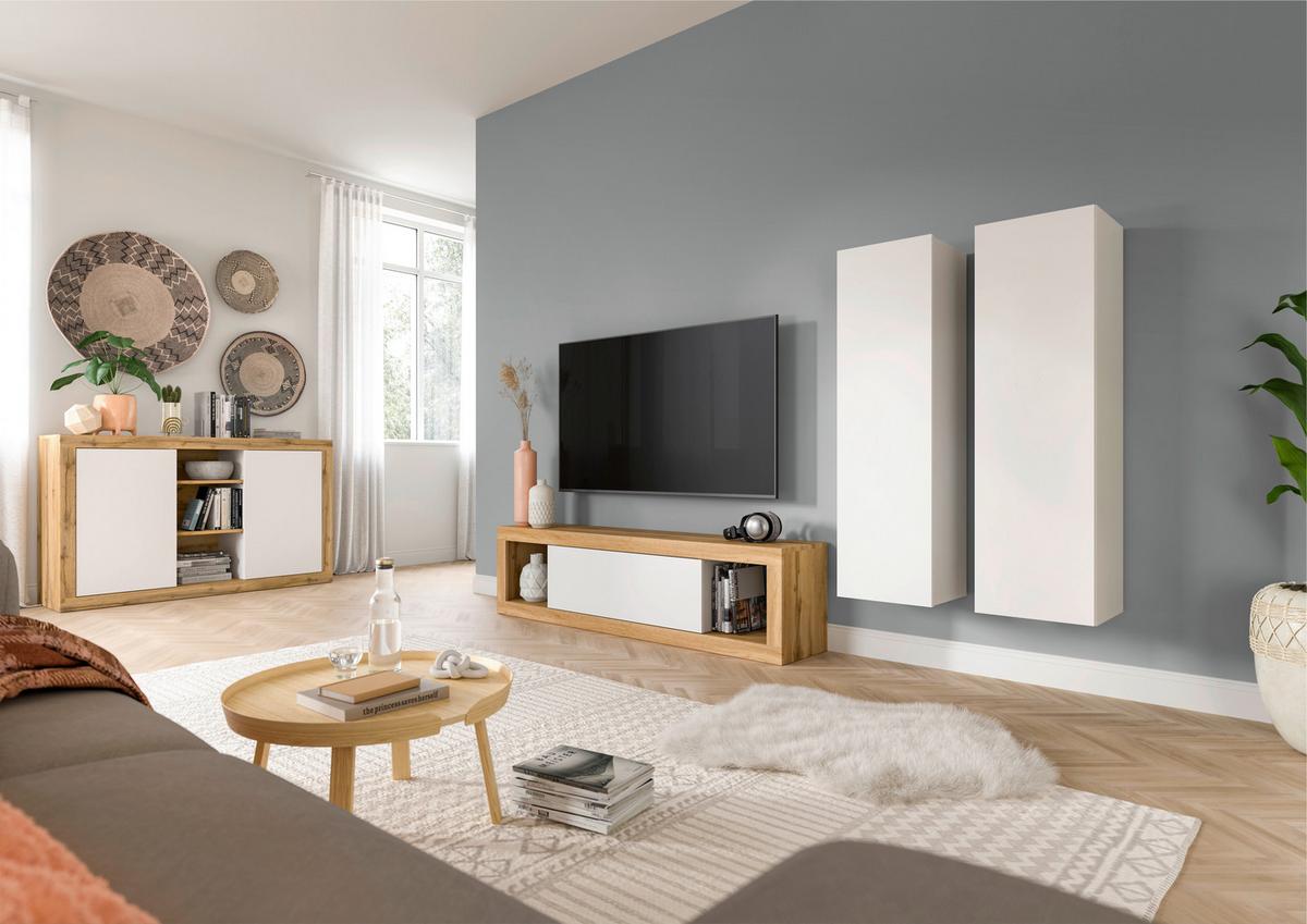 Ansamblu mobilier camera de zi TANGO - stejar Wotan, Design, material pe bază de lemn (240/135/30cm) - Modern Living