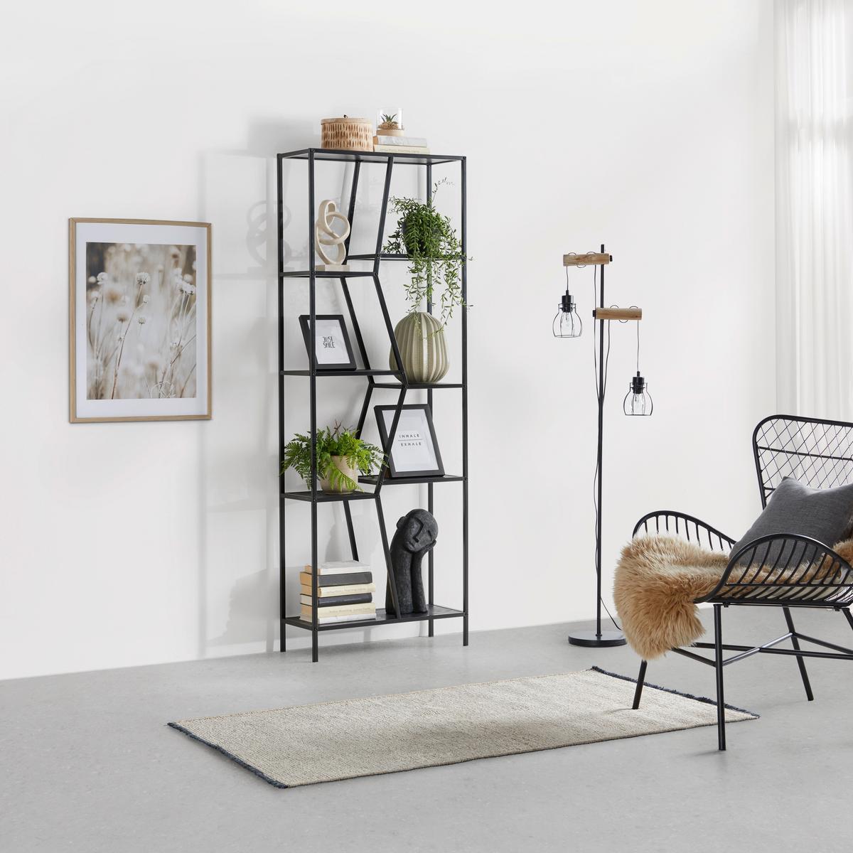 Regal Amana - črna, Moderno, kovina/leseni material (60/170/26cm) - Mömax