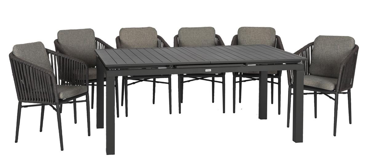 Gartenset Manhattan Anthrazit/Grau - Anthrazit/Grau, Basics, Textil/Metall (180/240/100/70cm) - Gardenson